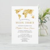 宛先エレガント金ゴールドワールドマップブライダルシャワー 招待状 (スタンド正面)