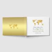 宛先エレガント金ゴールドワールドマ結婚ップ ゲストブック (全面)