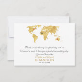 宛先エレガント金ゴールドワールドマ結婚ップ サンキューカード (裏面)