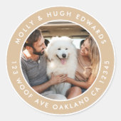 宛先カスタム写真 クラシック ラウンド ステッカー (正面)