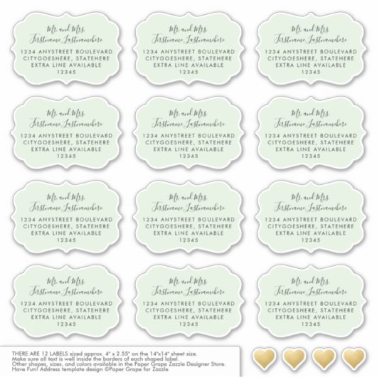 宛先ゲスト宛名ラベルブラケット形状（緑） シール (正面)