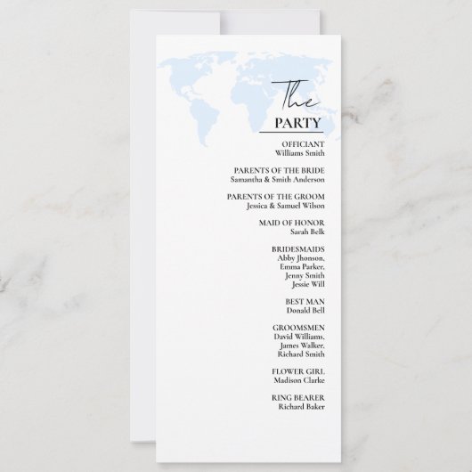 宛先ダスティブルー結婚式 プログラムカード 招待状 (裏面)