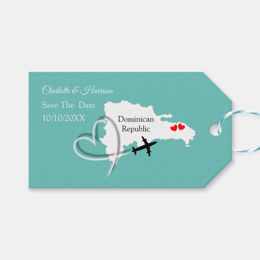 宛先ドミニカ共和国の日付の保存 ギフトタグ (正面(横))
