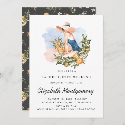 宛先バチェロレッテ週末|柑橘園 招待状 (正面/裏面)