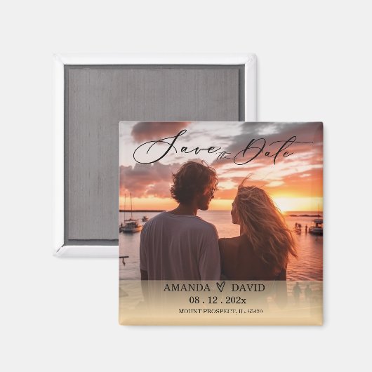 宛先パーソナライズされた結婚式の日付の保存 マグネット (正面/裏面)