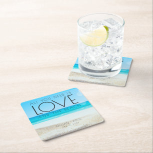 宛先ビーチ結婚式 スクエアペーパーコースター