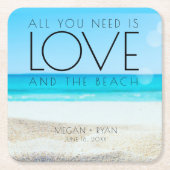 宛先ビーチ結婚式 スクエアペーパーコースター (正面)