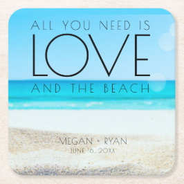 宛先ビーチ結婚式 スクエアペーパーコースター