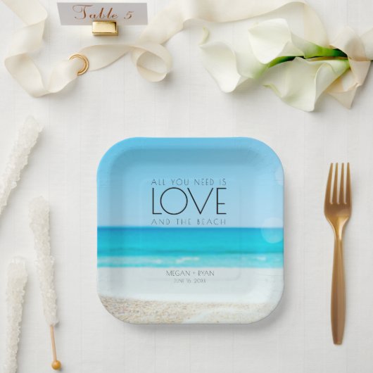 宛先ビーチ結婚式 ペーパープレート (ウェディング)