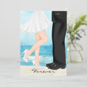 宛先ビーチ結婚式(花嫁と花婿) 招待状 (スタンド正面)