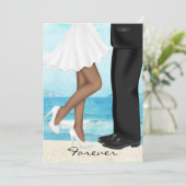 宛先ビーチ結婚式（花嫁と花婿） 招待状 (スタンド正面)