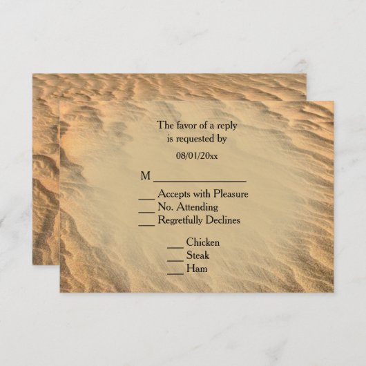 宛先ビーチRSVP(メニュー選択付き) 出欠カード (正面/裏面)