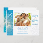 宛先モダン写真ウェディング日付の保存 案内ポストカード (正面/裏面)