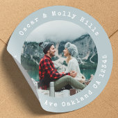 宛先住所と写真のクラシックな丸型ステッカー ラウンドシール