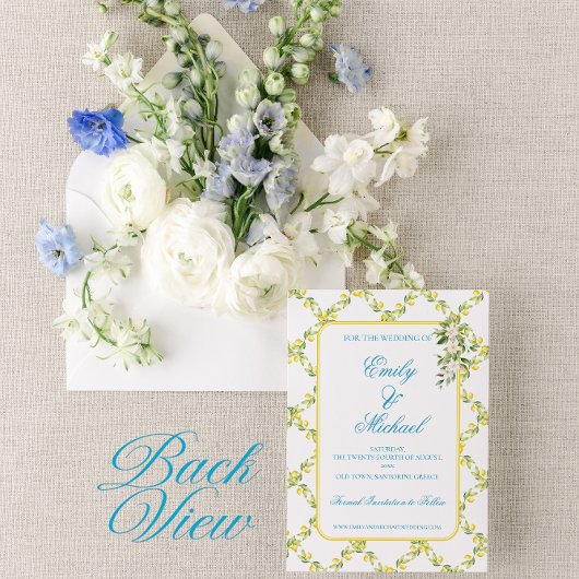 宛先地中海の結婚式の日付の保存 招待状