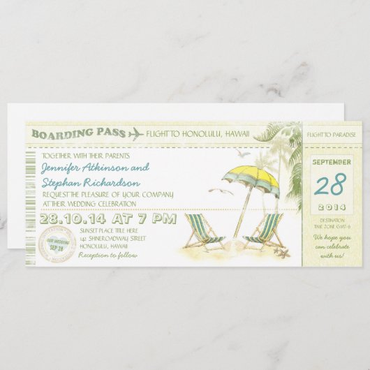 宛先搭乗券-結婚式招待状 招待状 (正面/裏面)