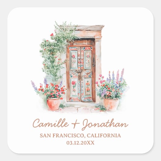宛先素朴結婚式のお気に入りシール スクエアシール (正面)