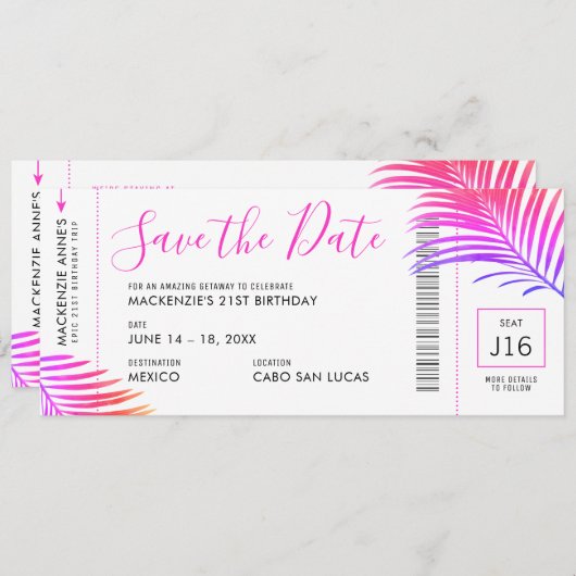 宛先誕生日搭乗券の日付の保存 (正面/裏面)