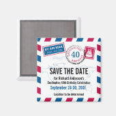 宛先誕生日Airmail日付の保存 マグネット (正面/裏面)