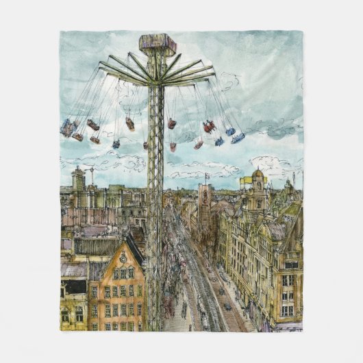 宛先 |ウオーターカラーヨーロッパスイングライド フリースブランケット (正面)