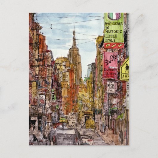 宛先 |リトルイタリアのニューヨーク・シティビュー ポストカード (正面)