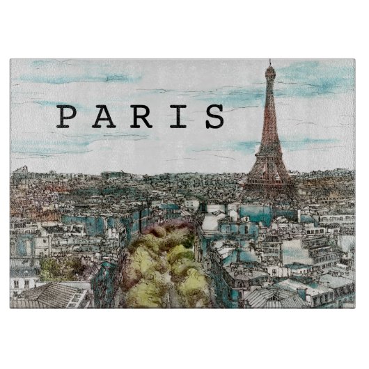 宛先 |ヴィンテージエッフェルタワーinパリビュー カッティングボード (正面)