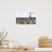 宛先 |ヴィンテージエッフェルタワーinパリビュー ポスター (キッチン)
