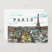 宛先 |ヴィンテージエッフェルタワーinパリビュー ポストカード (正面/裏面)