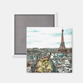 宛先 |ヴィンテージエッフェルタワーinパリビュー マグネット (正面/裏面)