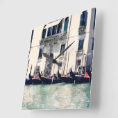 宛先 |ヴェネツィアのウォーターフロント写真 スクエア壁時計 (傾斜)