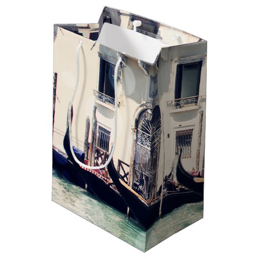 宛先 |ヴェネツィアのウォーターフロント写真 ミディアムペーパーバッグ (裏面アングル)