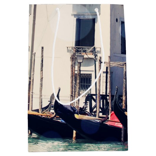 宛先 |ヴェネツィアのウォーターフロント写真 ミディアムペーパーバッグ (正面)