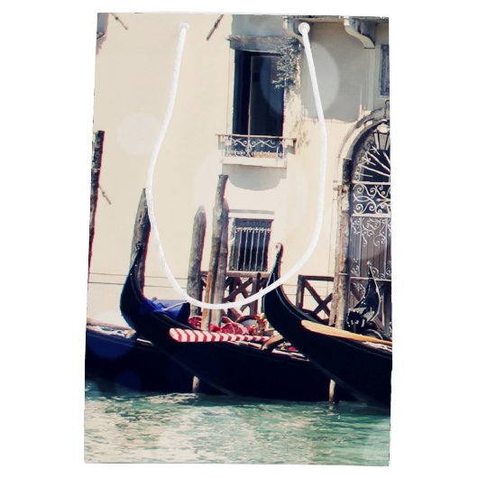 宛先 |ヴェネツィアのウォーターフロント写真 ミディアムペーパーバッグ (裏面)