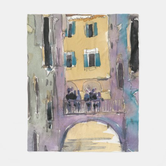 宛先 |ヴェネツィア運河ブリッジビュー フリースブランケット (正面)