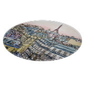 宛先 |水彩エッフェルタワー&パリ カッティングボード (角)