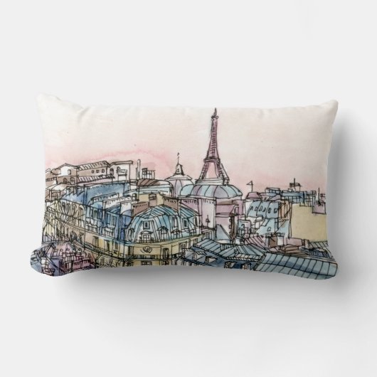 宛先 |水彩エッフェルタワー&パリ ランバークッション (正面)