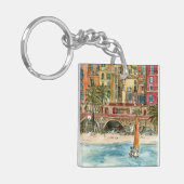 宛先 |水彩ビーチと建物 キーホルダー (正面左)