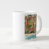 宛先 |水彩ビーチと建物 ジャンボコーヒーマグカップ (正面右)