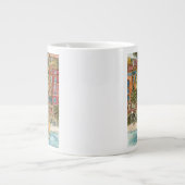 宛先 |水彩ビーチと建物 ジャンボコーヒーマグカップ (正面)