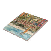 宛先 |水彩ビーチと建物 タイル (側面)