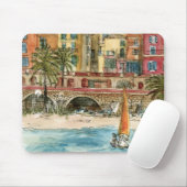宛先 |水彩ビーチと建物 マウスパッド (マウス)