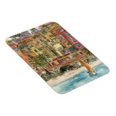 宛先 |水彩ビーチと建物 マグネット (右側)