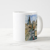 宛先 |水彩ヴィンテージロンドン通り ジャンボコーヒーマグカップ (正面右)