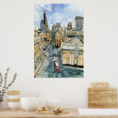 宛先 |水彩ヴィンテージロンドン通り ポスター (キッチン)