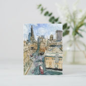 宛先 |水彩ヴィンテージロンドン通り ポストカード (スタンド正面)