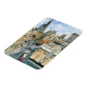 宛先 |水彩ヴィンテージロンドン通り マグネット (左側)