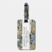 宛先 |水彩ヴィンテージロンドン通り ラゲッジタグ (裏面縦)