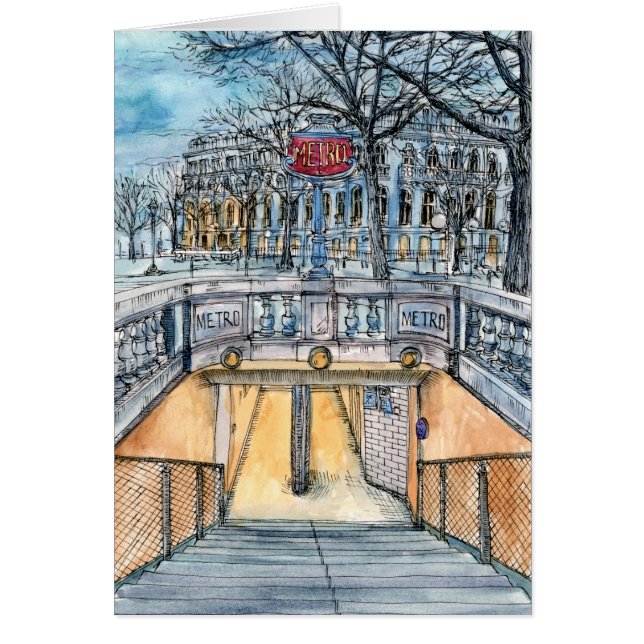 宛先 |水彩ヴィンテージ地下鉄入口 (正面)