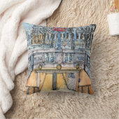 宛先 |水彩ヴィンテージ地下鉄入口 クッション (ブランケット)