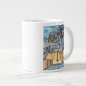宛先 |水彩ヴィンテージ地下鉄入口 ジャンボコーヒーマグカップ (正面右)